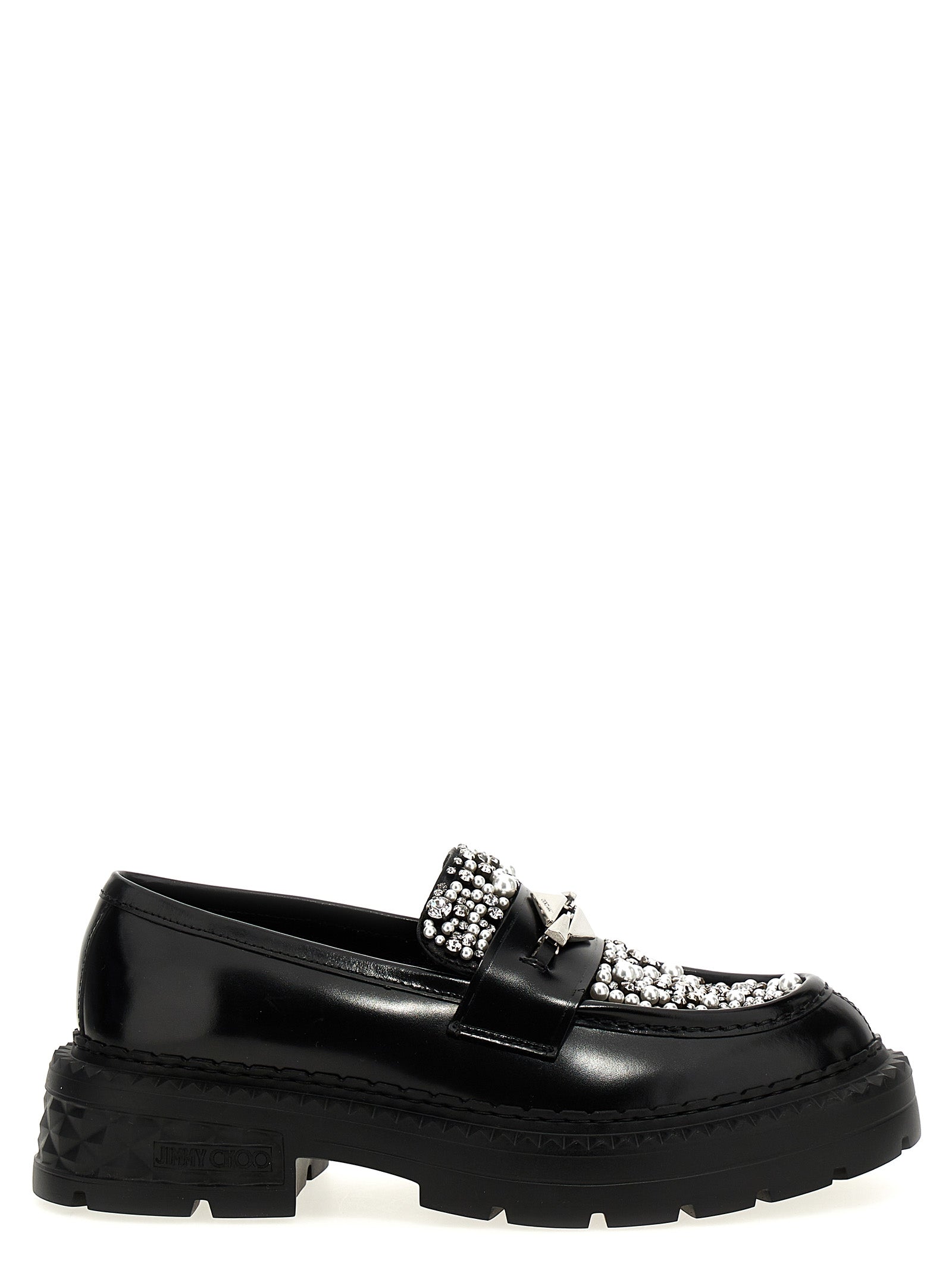 Jimmy Choo Black Calfskin Slip-On Loafers