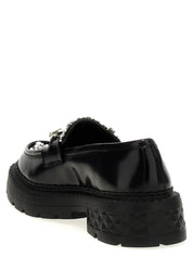 Jimmy Choo Black Calfskin Slip-On Loafers