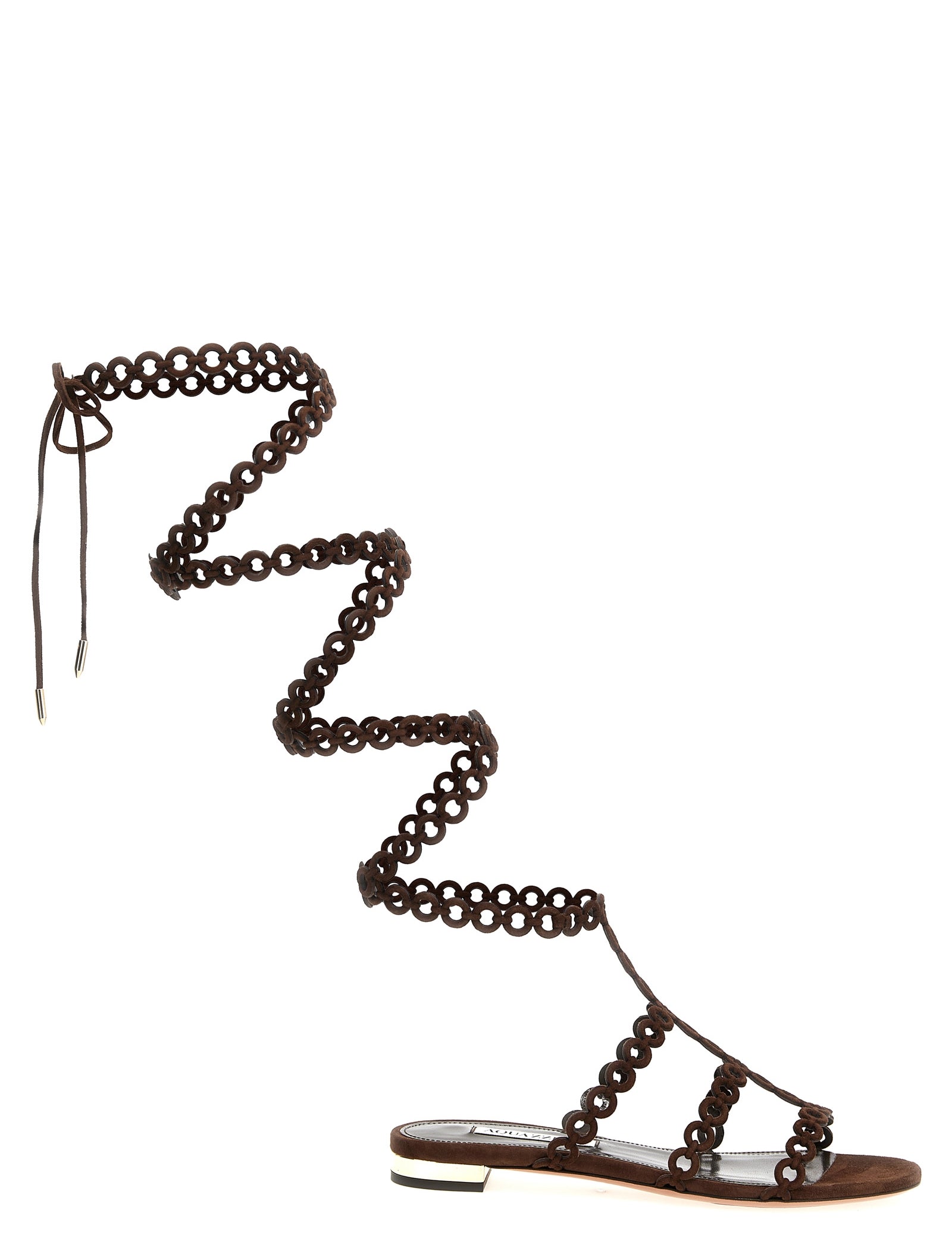 Aquazzura Brown Goatskin Flat Sandals