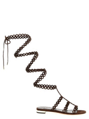 Aquazzura Brown Goatskin Flat Sandals