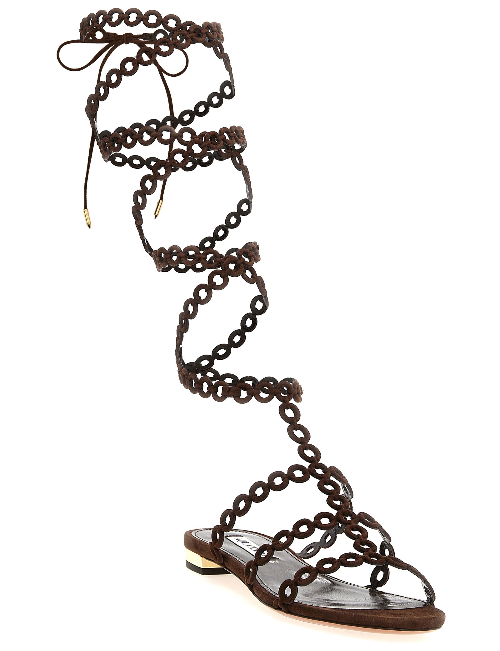 Aquazzura Brown Goatskin Flat Sandals