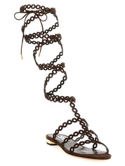 Aquazzura Brown Goatskin Flat Sandals