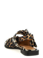 Ganni Multicolor Leopard Satin Ballet Flats