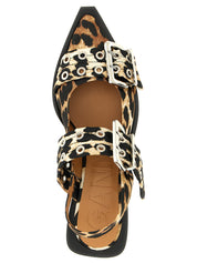 Ganni Multicolor Leopard Satin Ballet Flats