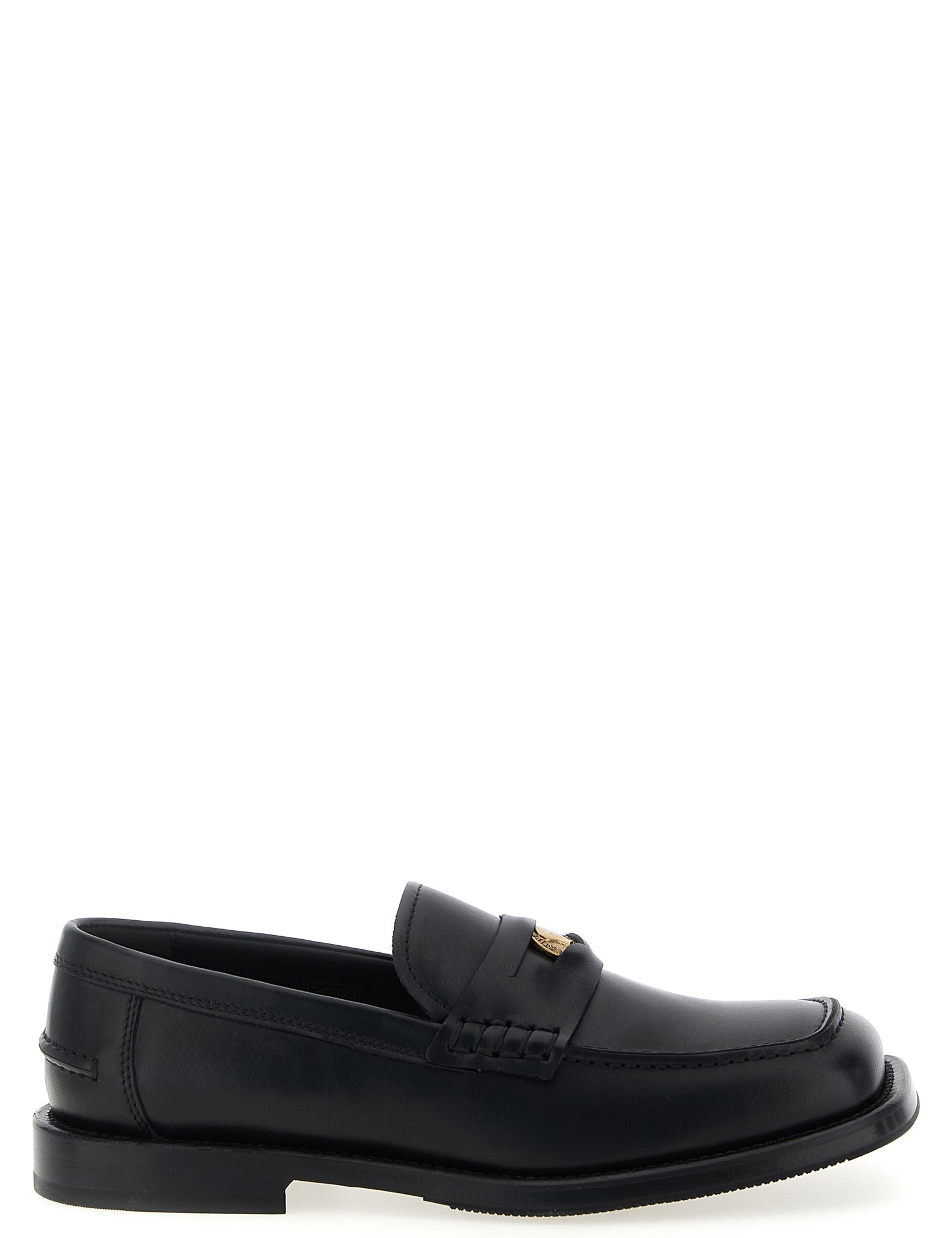 Moschino Black Velvet Leather Slip-On Loafers