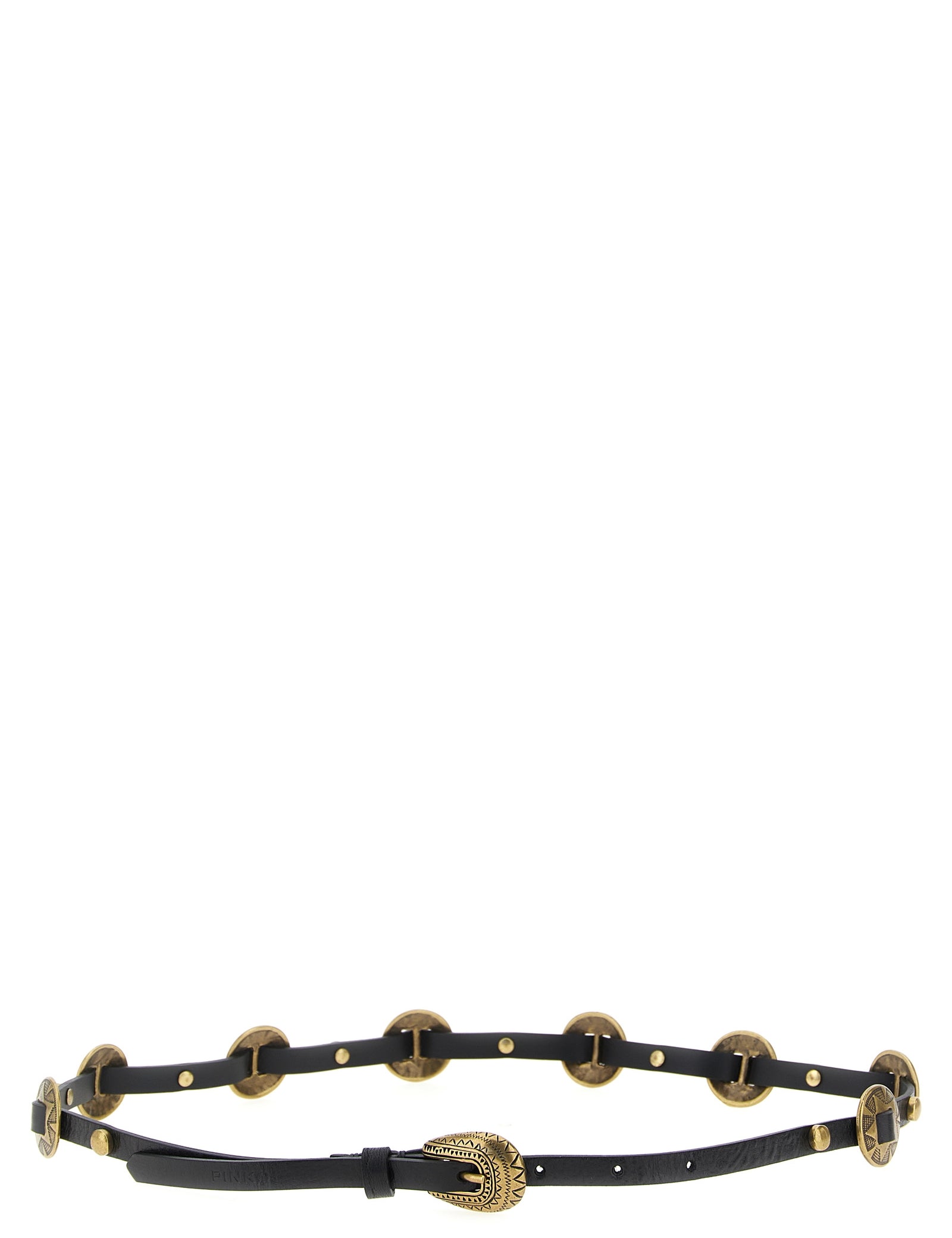PINKO Black Calfskin Thin Belt