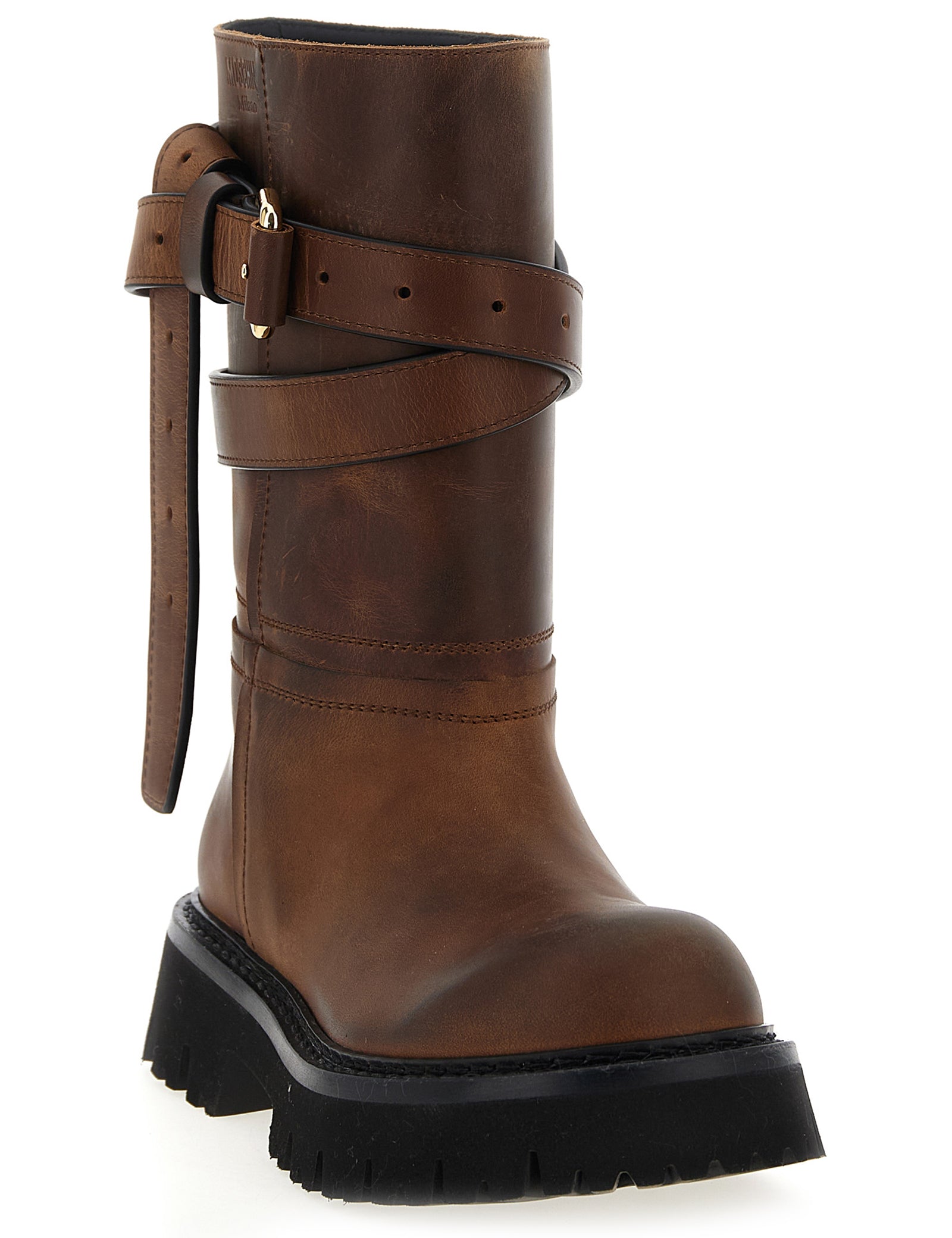 Moschino Brown Velvet Leather Over The Knee Boots