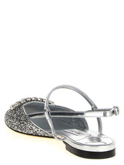 Jimmy Choo Silver Laminated Leather Slingbacks
