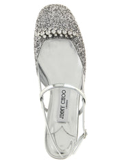 Jimmy Choo Silver Laminated Leather Slingbacks
