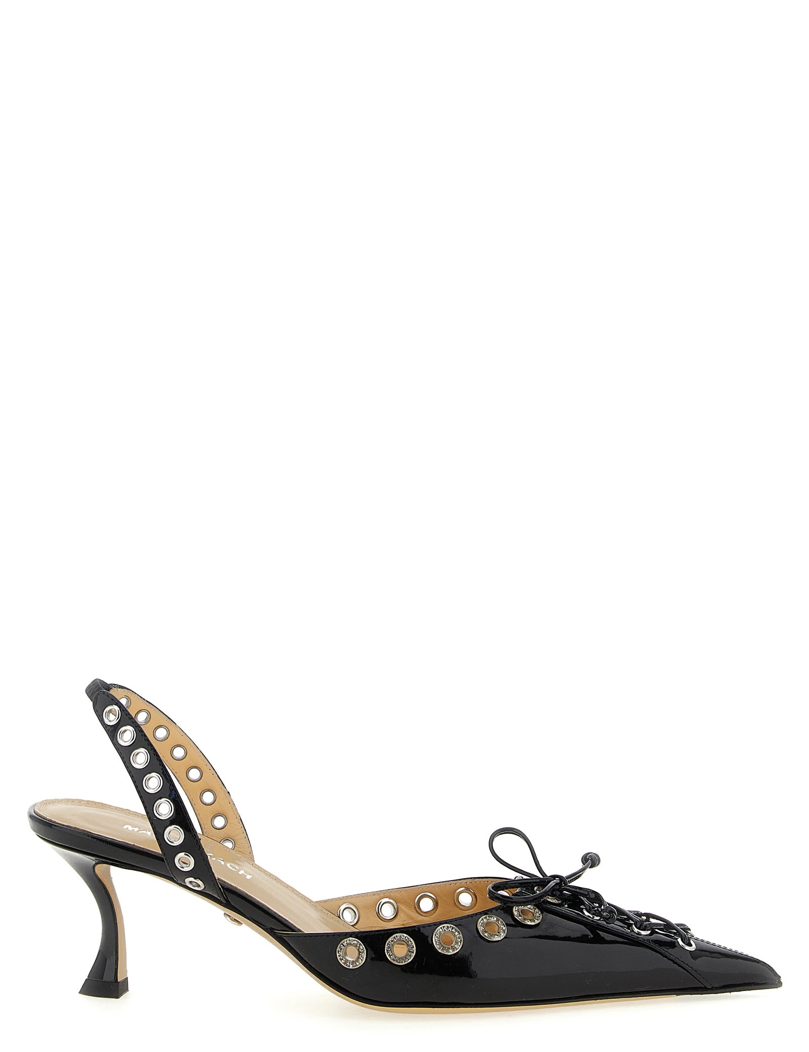 MACH & MACH Black Calfskin Mid Heel Pumps