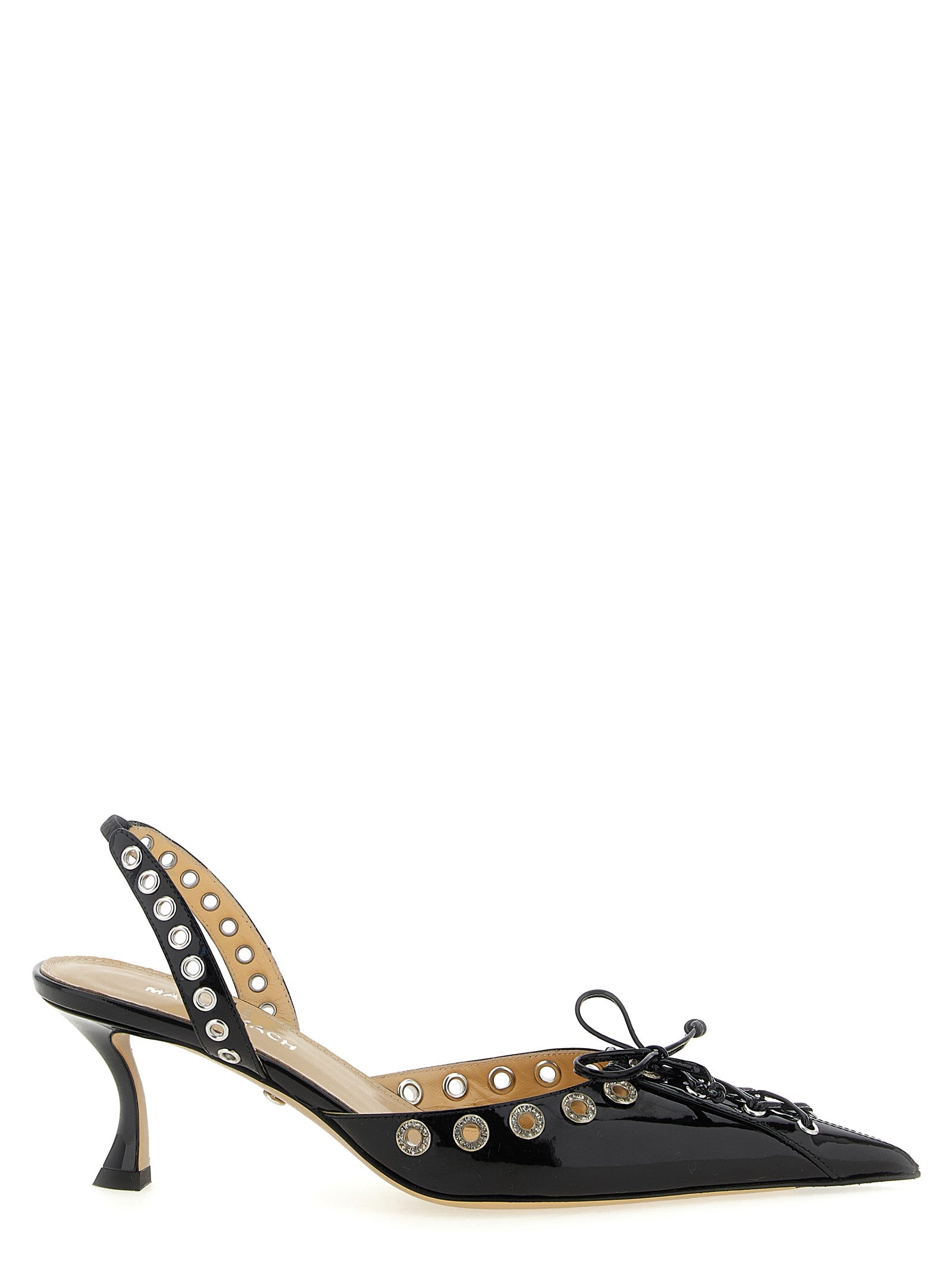 MACH & MACH Black Calfskin Mid Heel Pumps