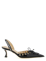 MACH & MACH Black Calfskin Mid Heel Pumps