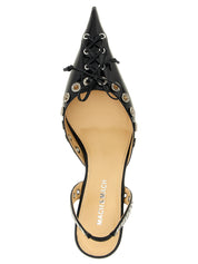 MACH & MACH Black Calfskin Mid Heel Pumps