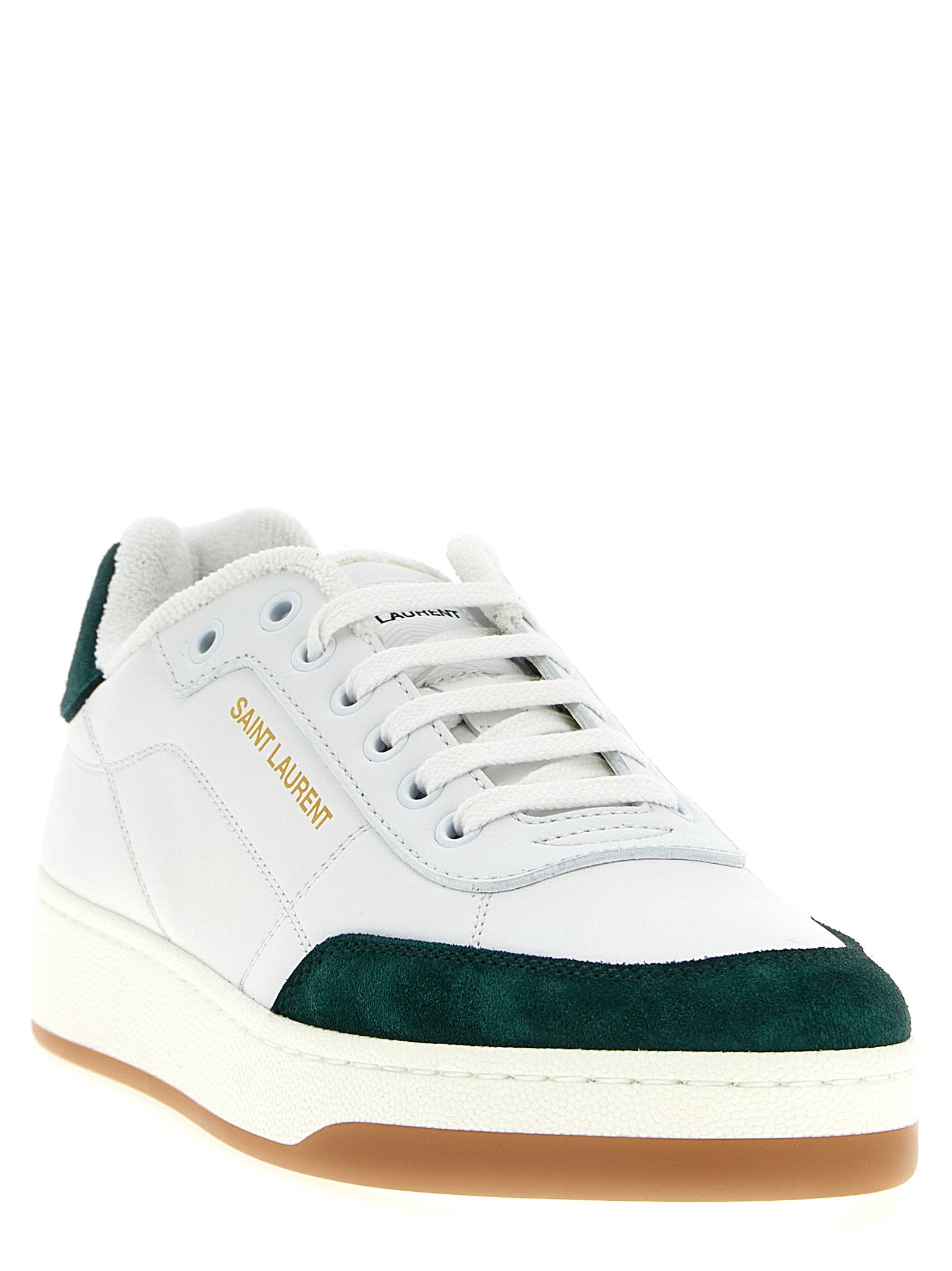 Saint Laurent Green Calfskin Low Top Sneakers