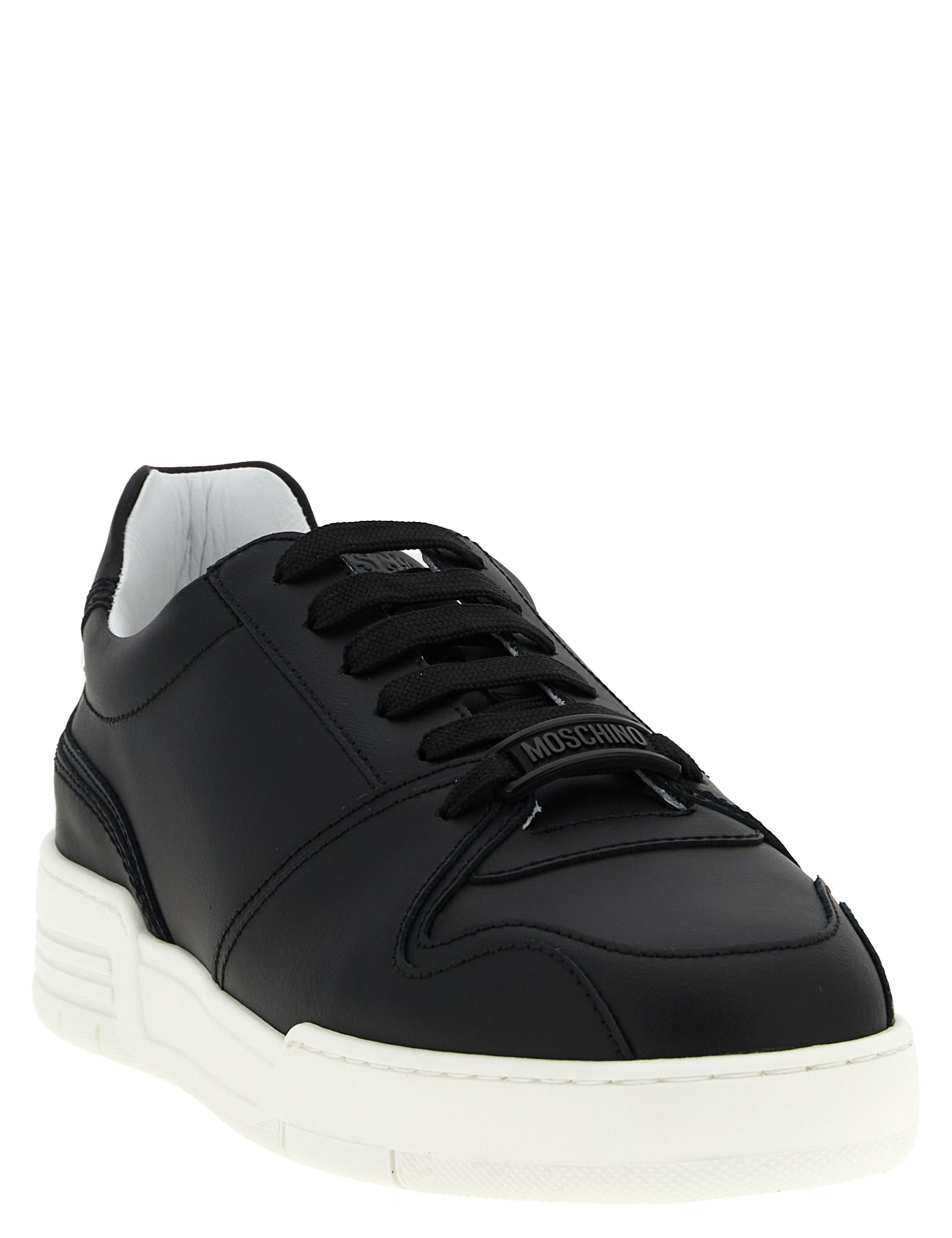 Moschino Black Leather Low Top Sneakers