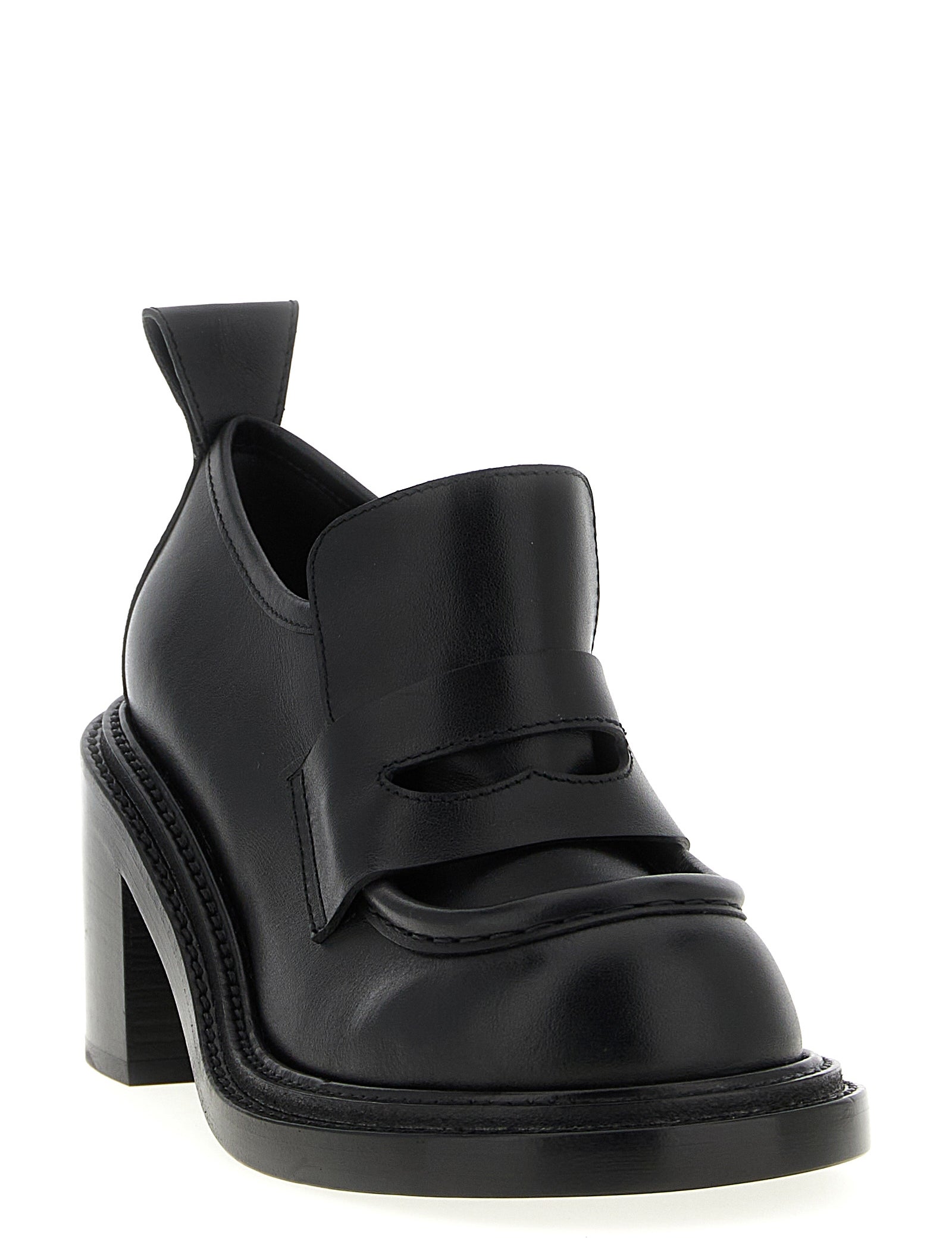 Moschino Black Leather Platform Loafers