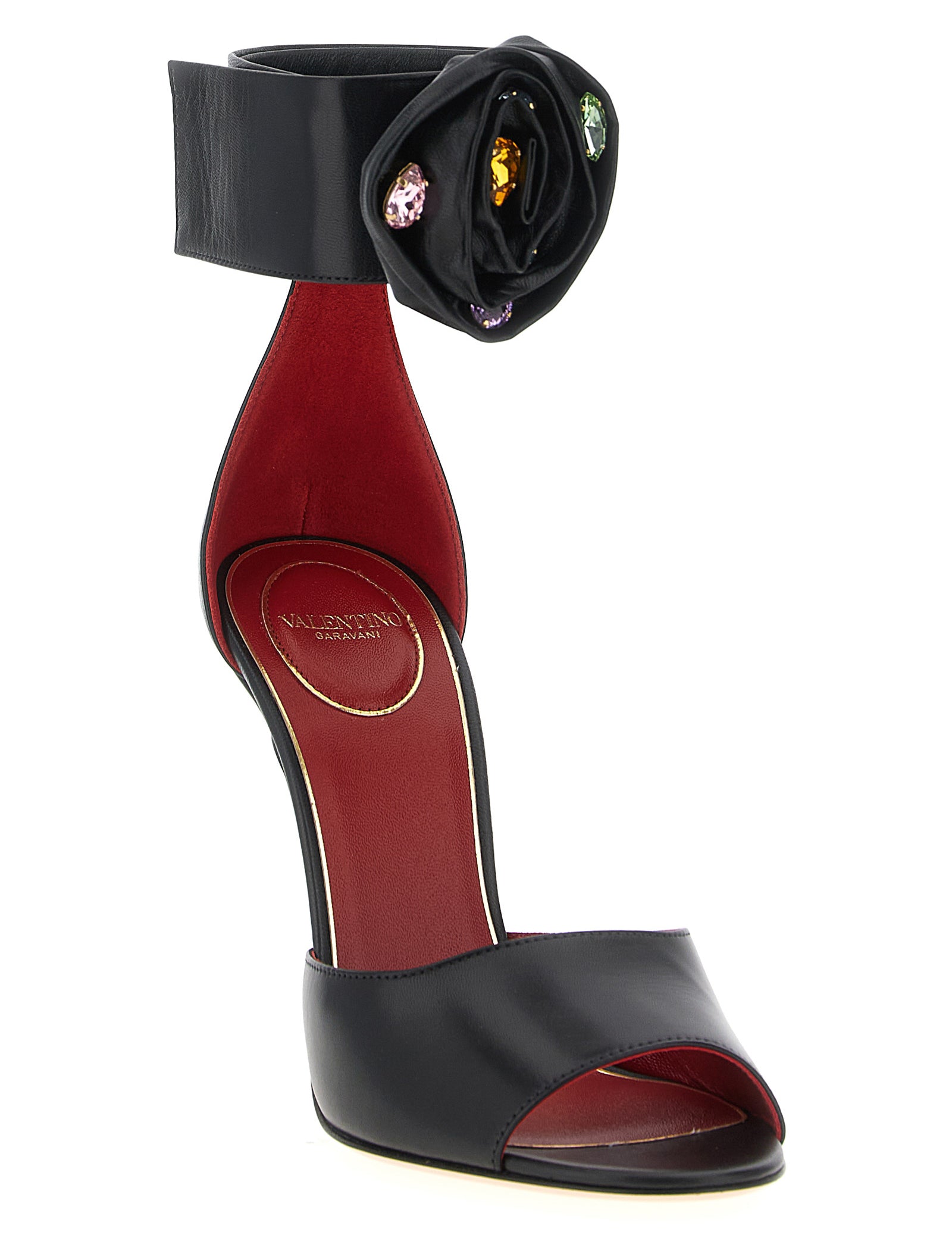 Valentino Garavani Black Calfskin Stiletto Heel Sandals