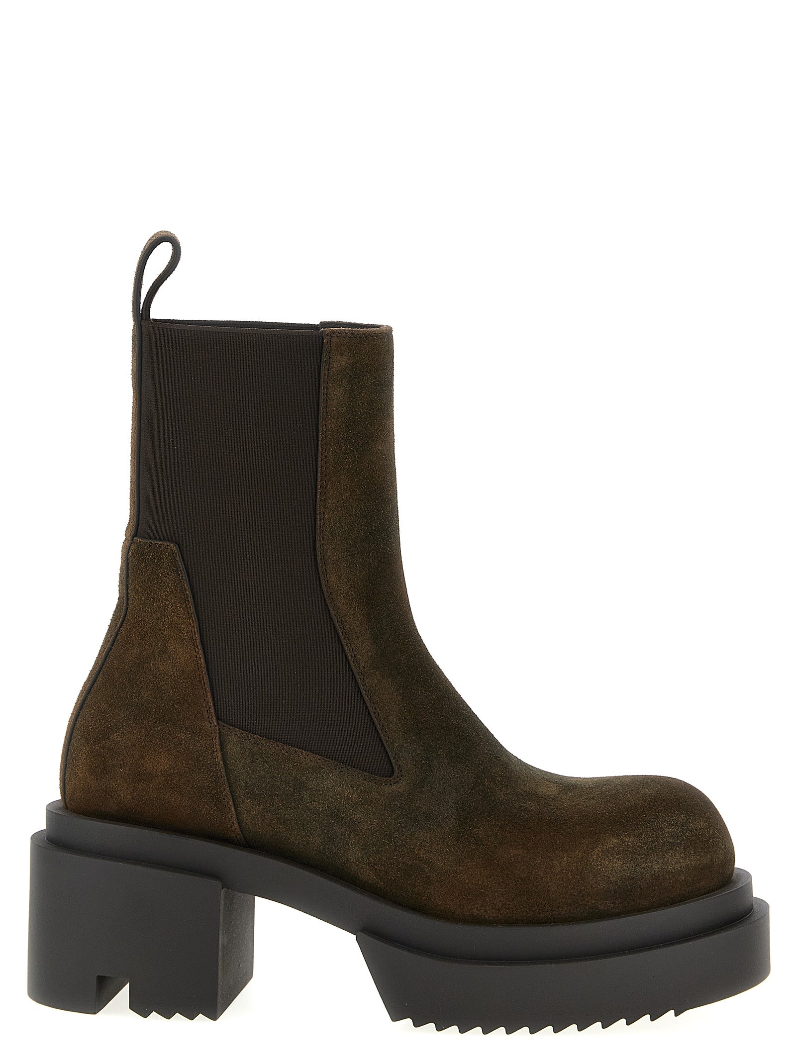 Rick Owens Brown Cow Fur Chelsea Boots