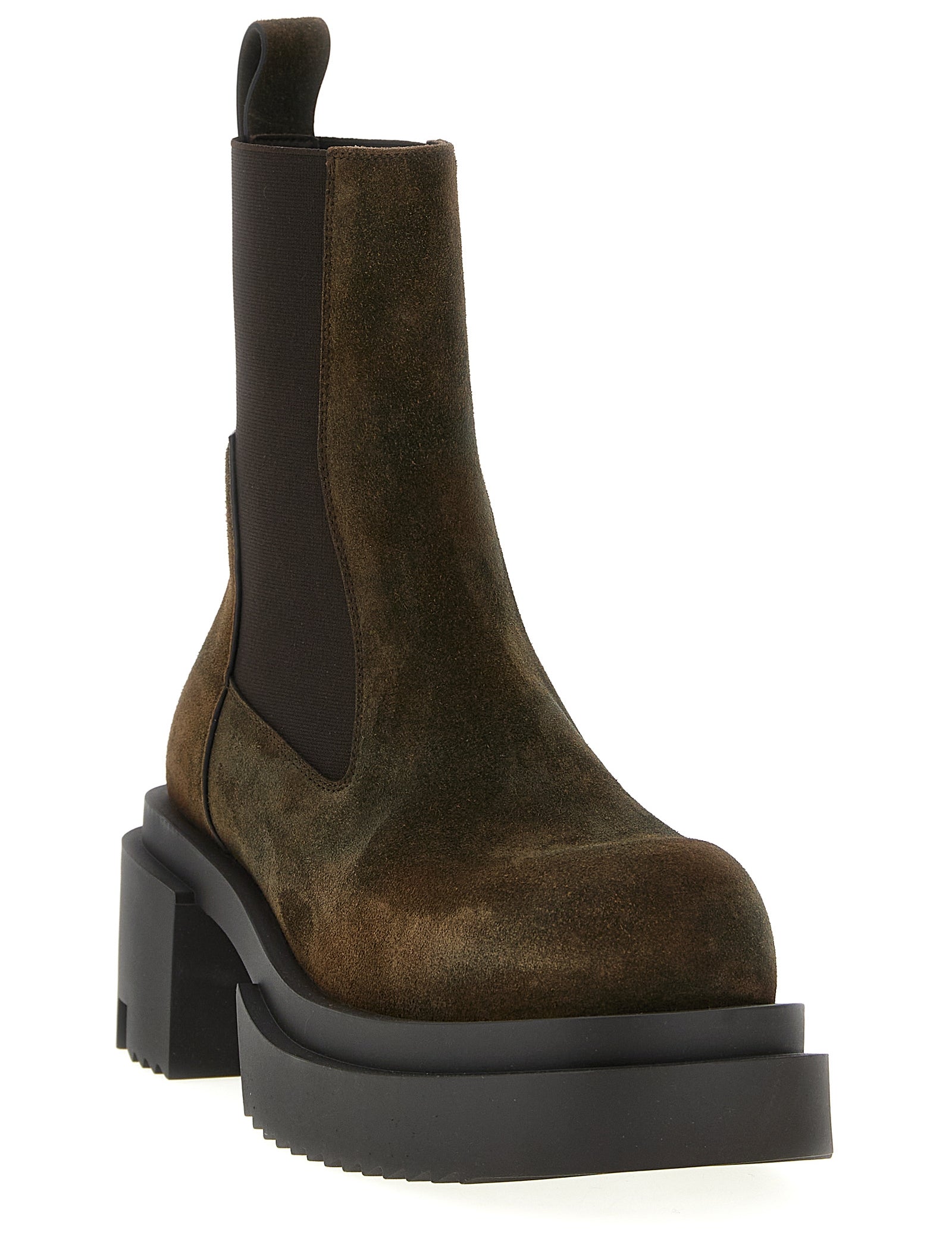 Rick Owens Brown Cow Fur Chelsea Boots