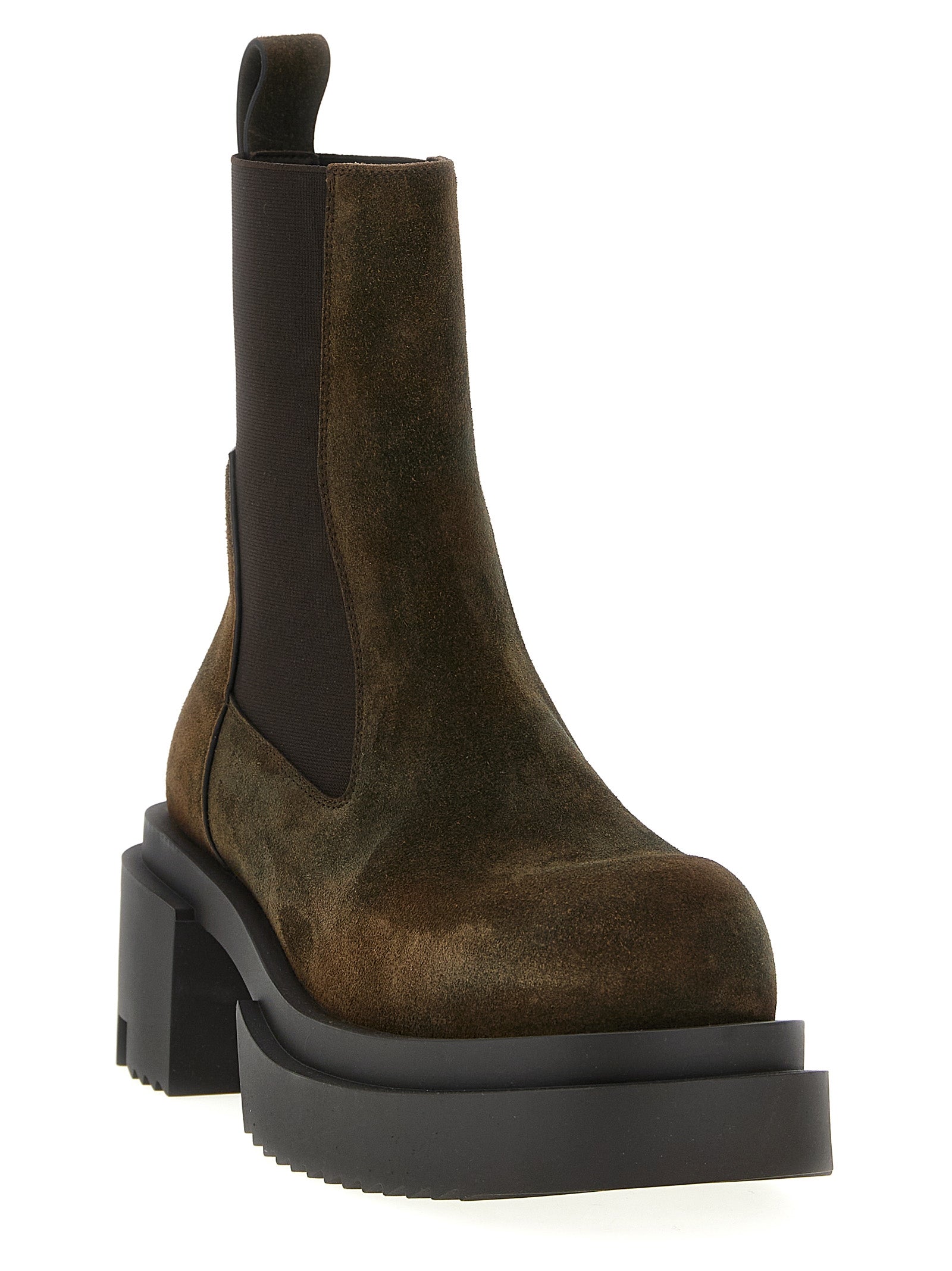 Rick Owens Brown Cow Fur Chelsea Boots