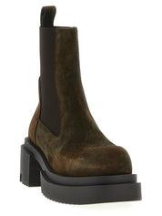 Rick Owens Brown Cow Fur Chelsea Boots
