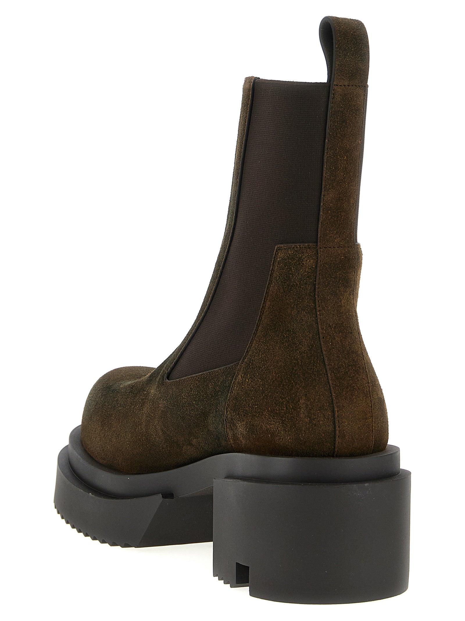 Rick Owens Brown Cow Fur Chelsea Boots