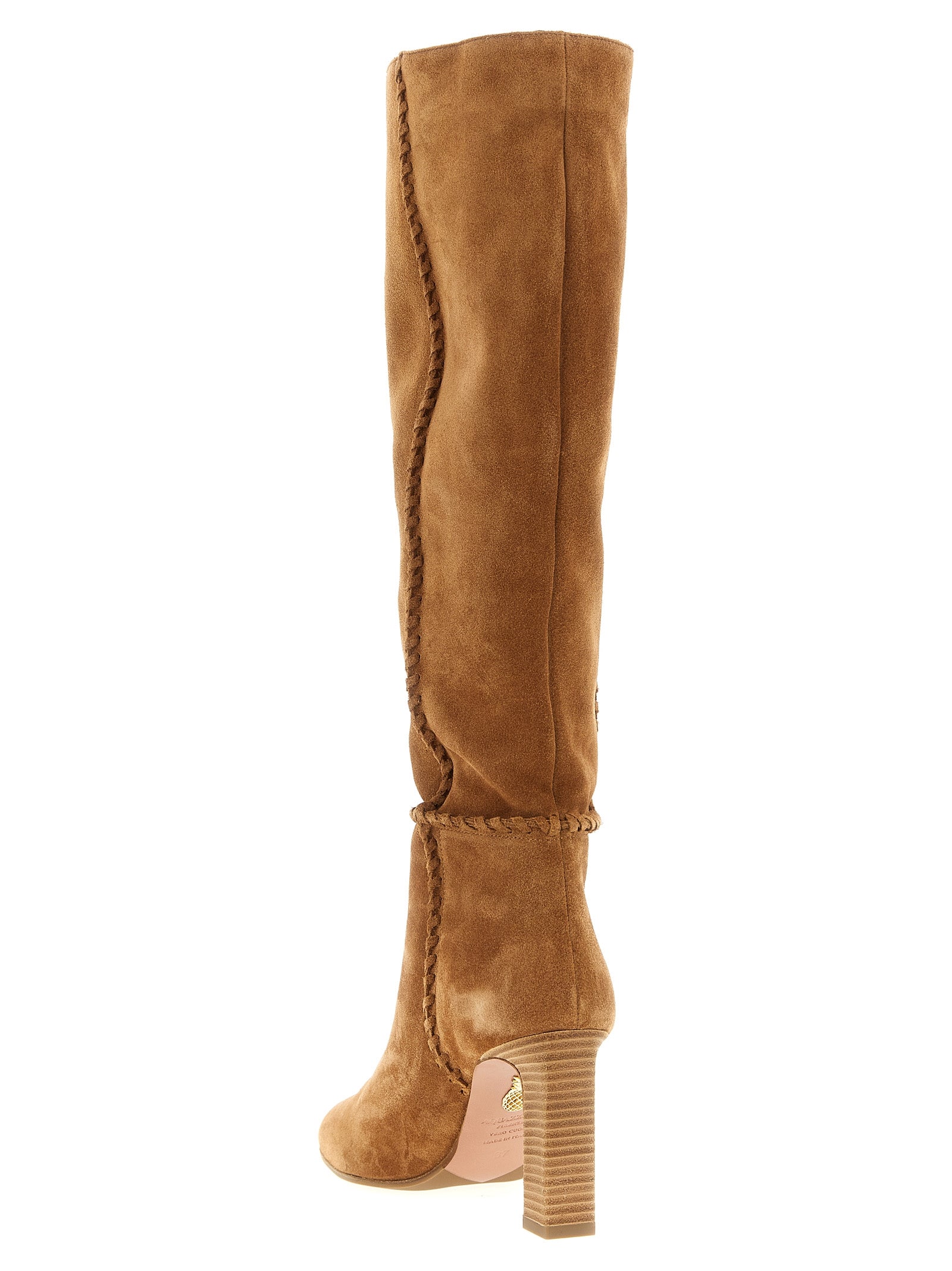 Aquazzura Beige Calfskin Over The Knee Boots