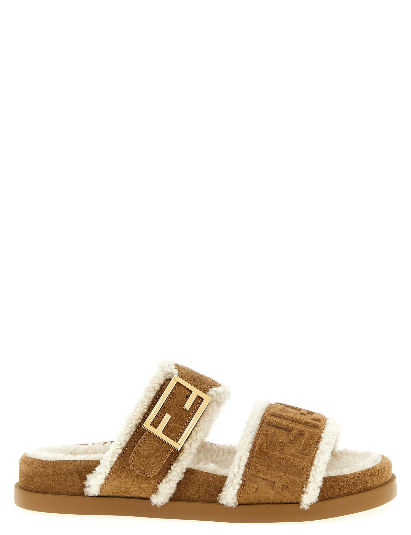 Fendi Beige Calfskin Slides
