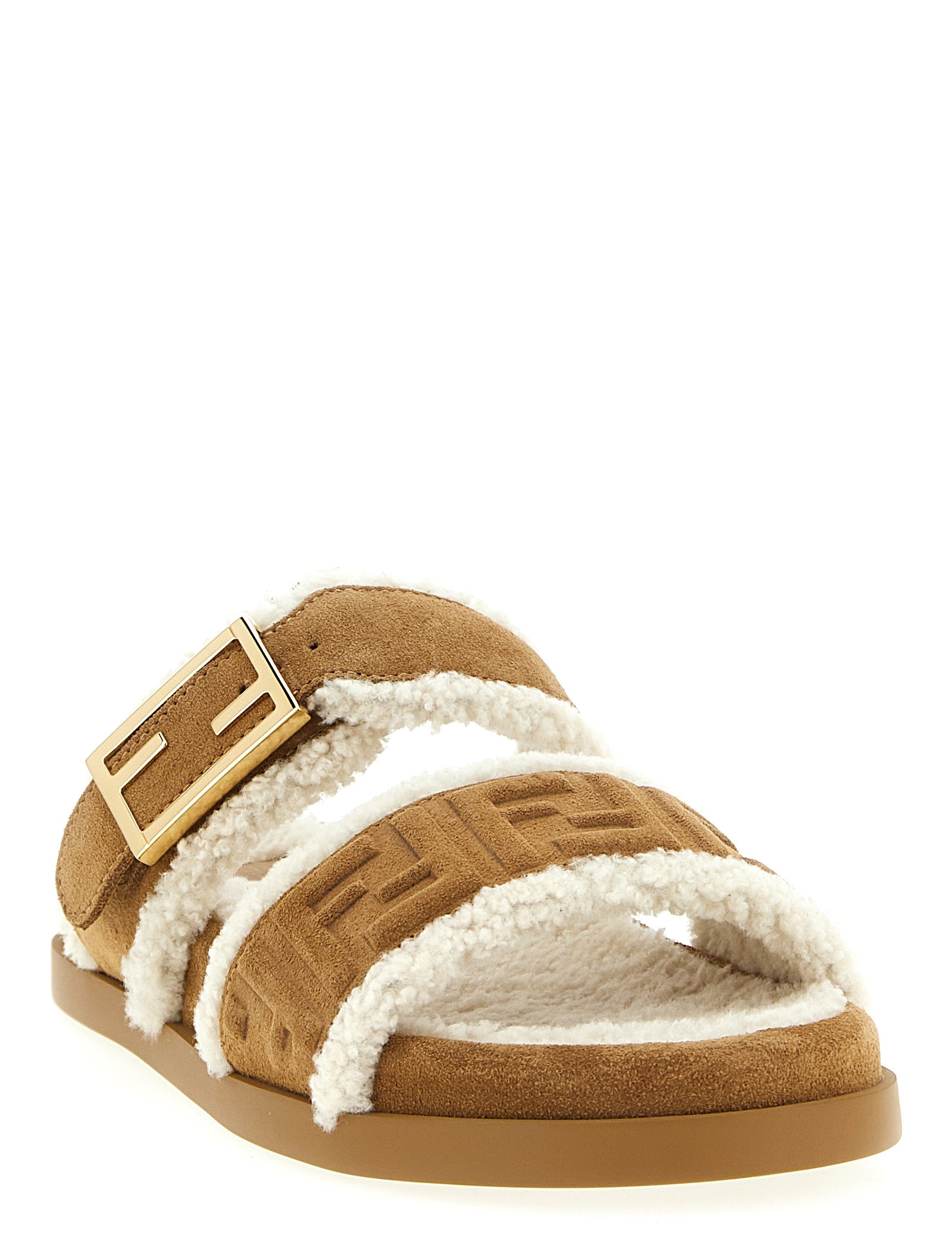 Fendi Beige Calfskin Slides