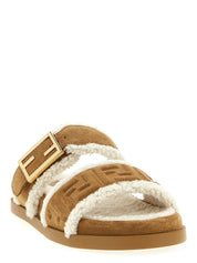 Fendi Beige Calfskin Slides