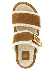 Fendi Beige Calfskin Slides