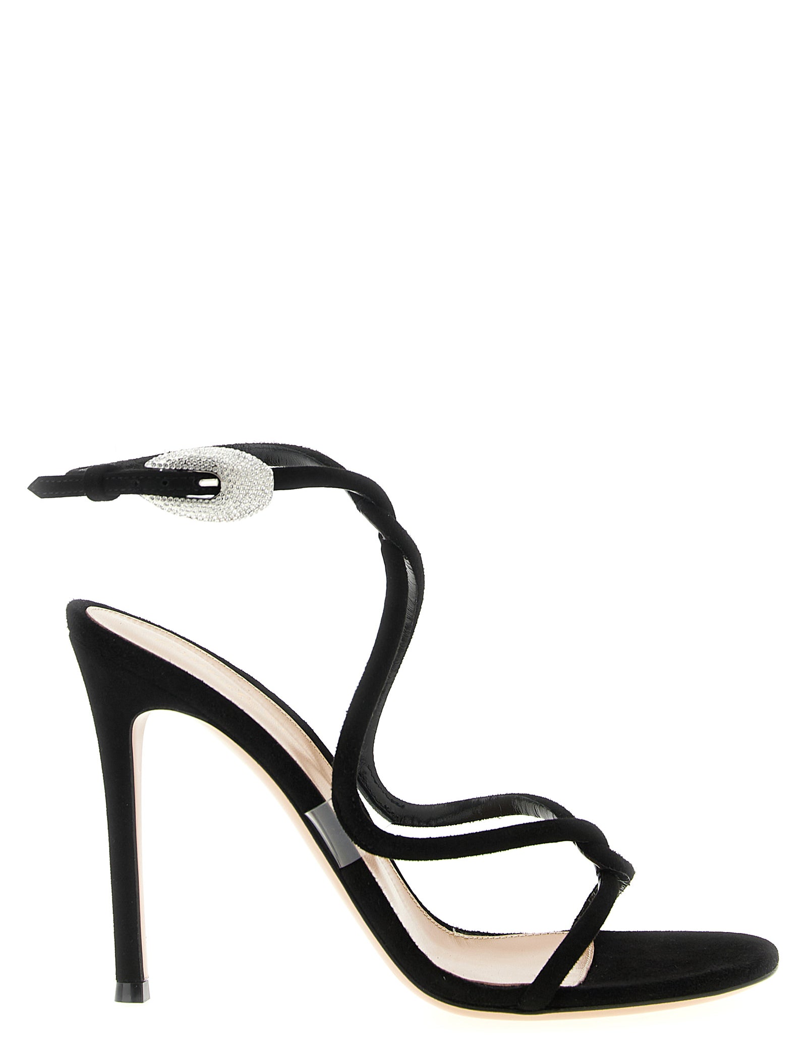 Gianvito Rossi Black Suede Stiletto Heel Sandals