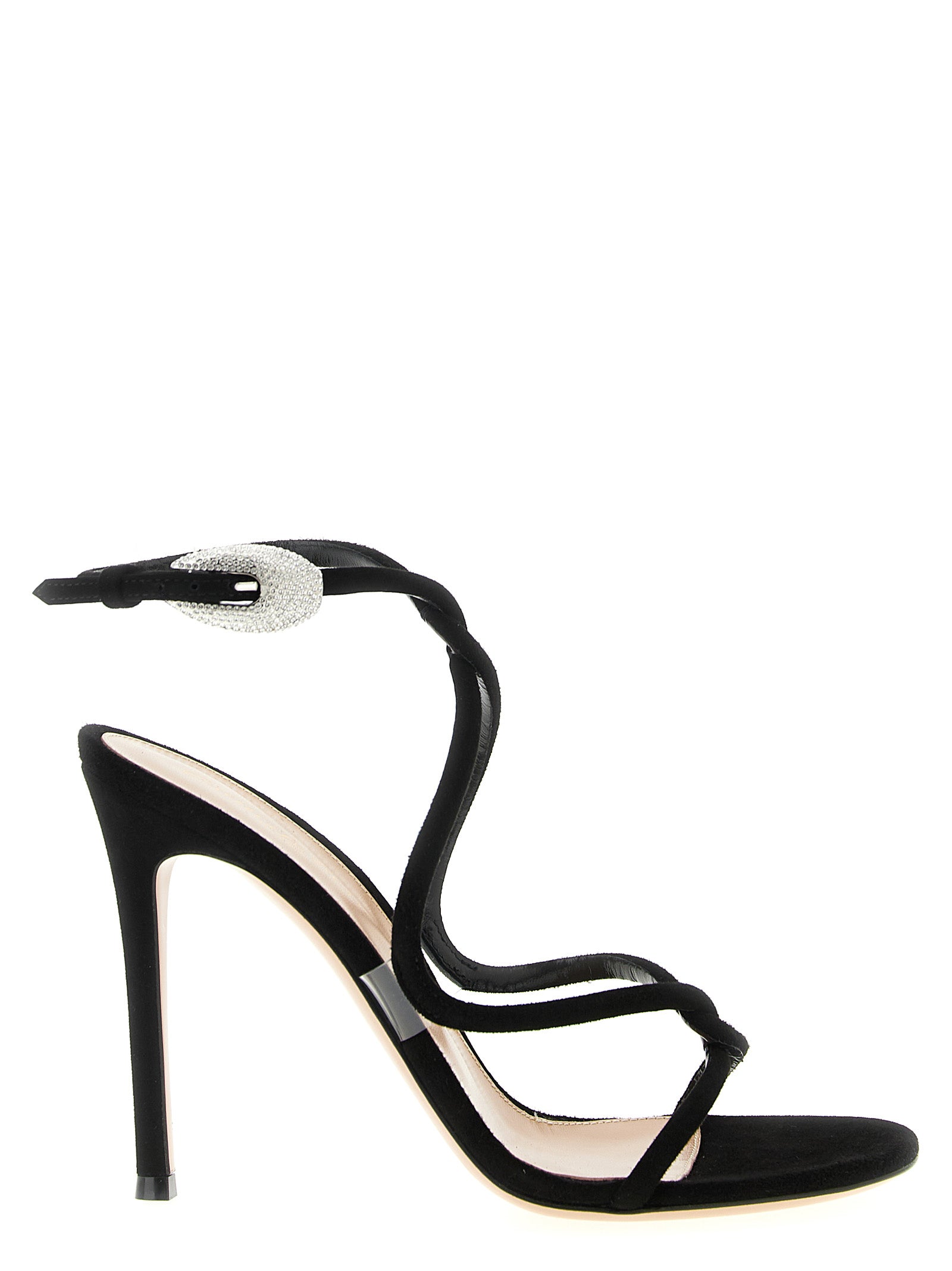 Gianvito Rossi Black Suede Stiletto Heel Sandals