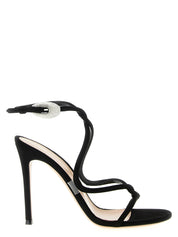 Gianvito Rossi Black Suede Stiletto Heel Sandals