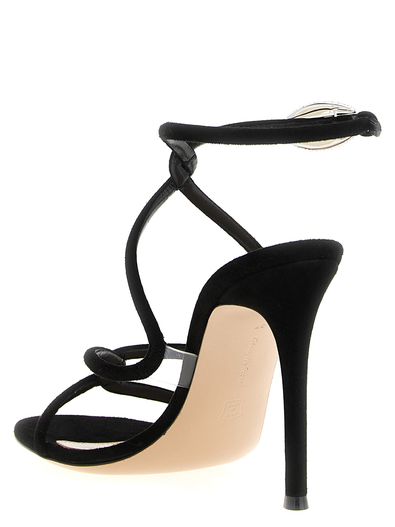 Gianvito Rossi Black Suede Stiletto Heel Sandals