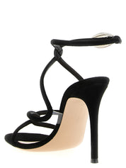 Gianvito Rossi Black Suede Stiletto Heel Sandals