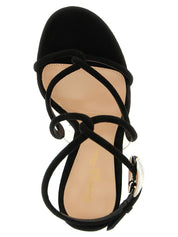 Gianvito Rossi Black Suede Stiletto Heel Sandals