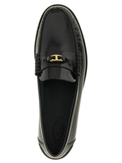 Tod's Black Calfskin Slip-On Loafers
