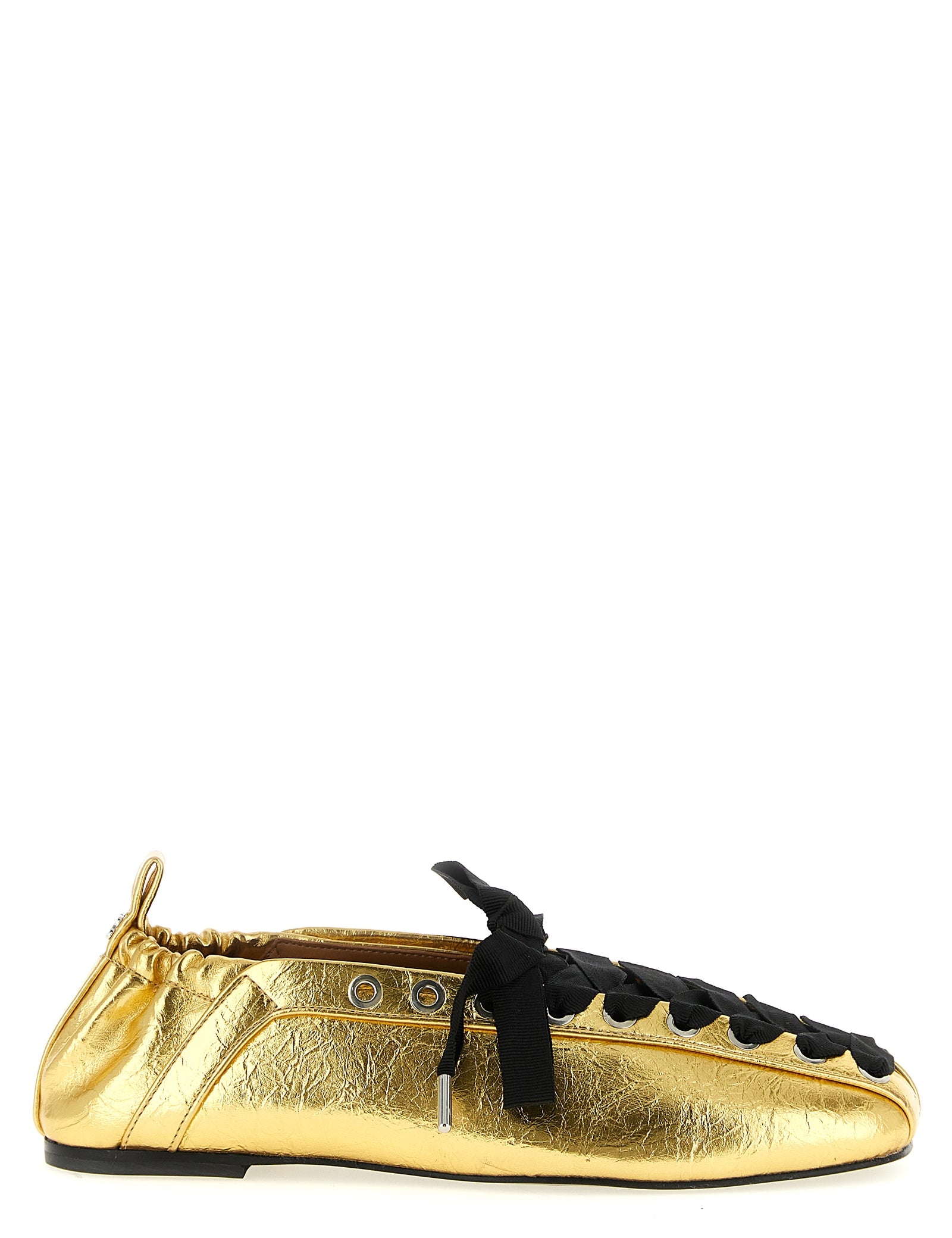 Ganni Gold Polyethylene Ballet Flats