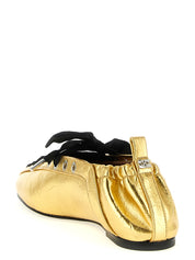 Ganni Gold Polyethylene Ballet Flats