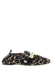 Ganni Multicolor Animal Print Cotton Ballet Flats