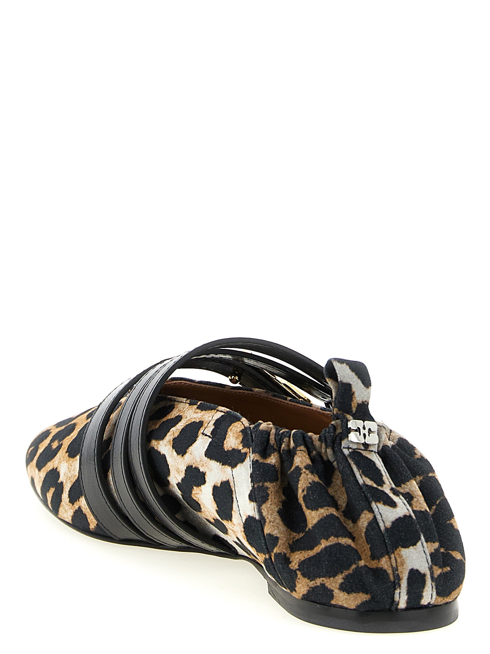 Ganni Multicolor Animal Print Cotton Ballet Flats