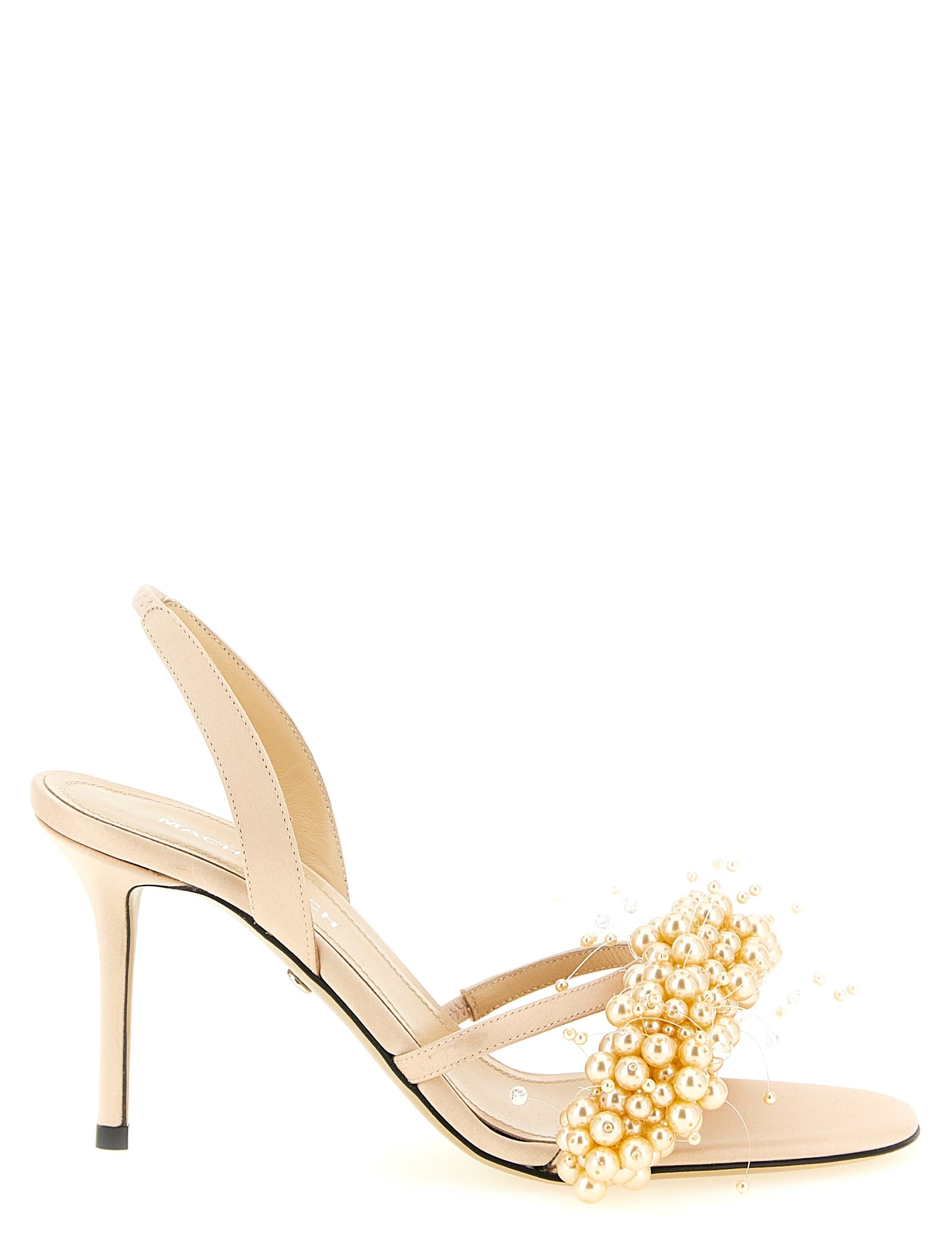 MACH & MACH Gold Satin Stiletto Heel Sandals