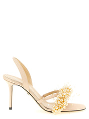 MACH & MACH Gold Satin Stiletto Heel Sandals