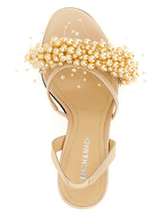MACH & MACH Gold Satin Stiletto Heel Sandals