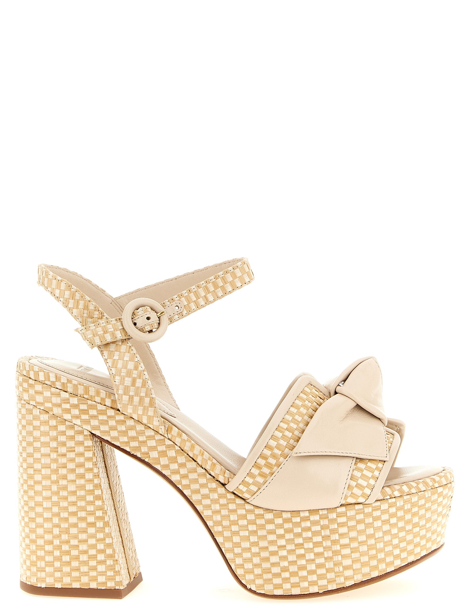 Alexandre Birman Beige Cowhide Raffia Stiletto Heel Sandals