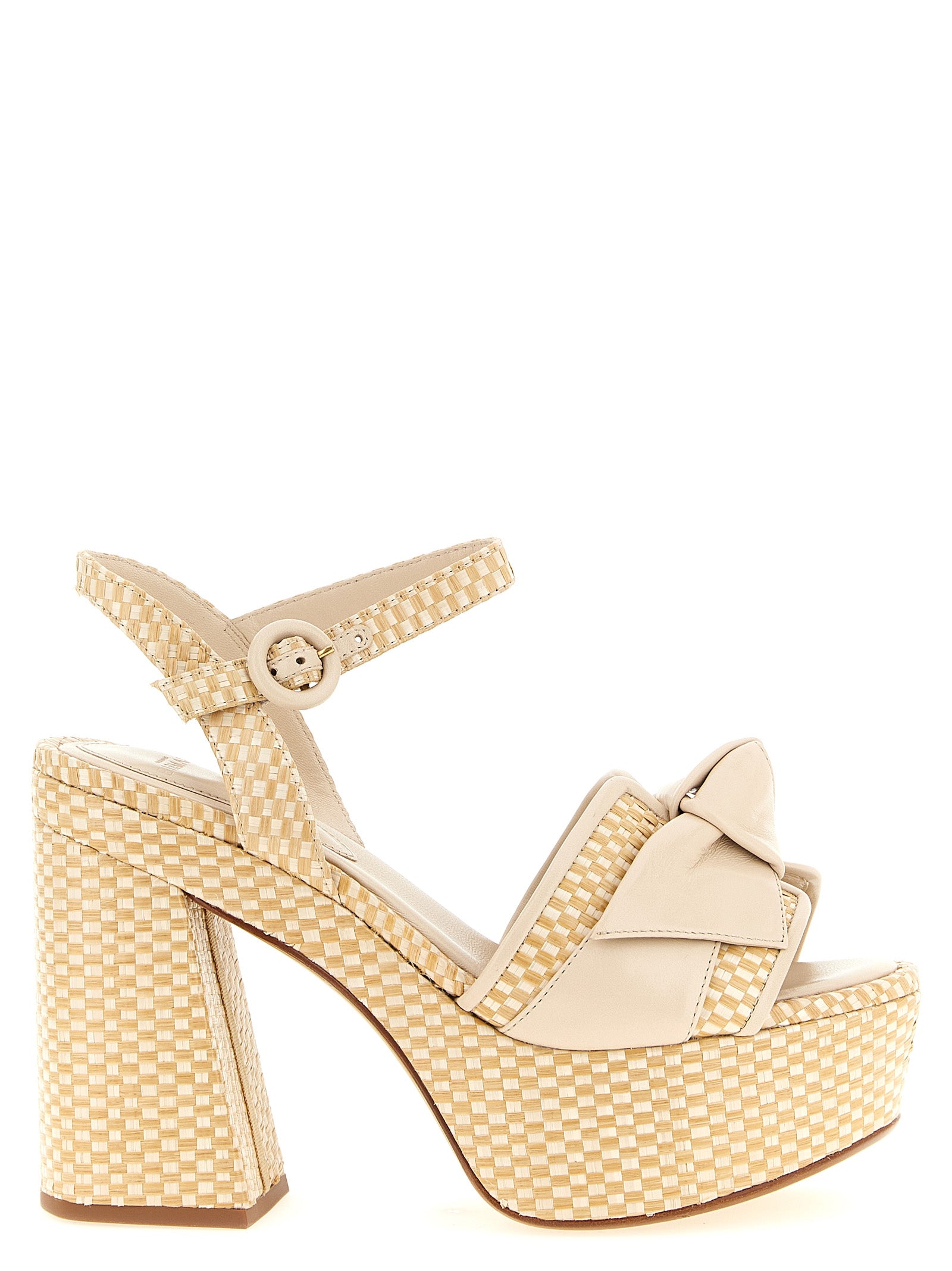 Alexandre Birman Beige Cowhide Raffia Stiletto Heel Sandals