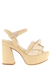 Alexandre Birman Beige Cowhide Raffia Stiletto Heel Sandals