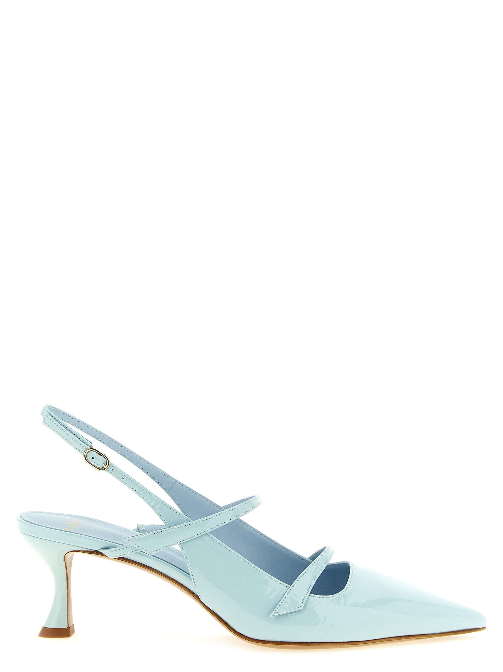 Alexandre Birman Light Blue Patent Leather Mid Heel Pumps