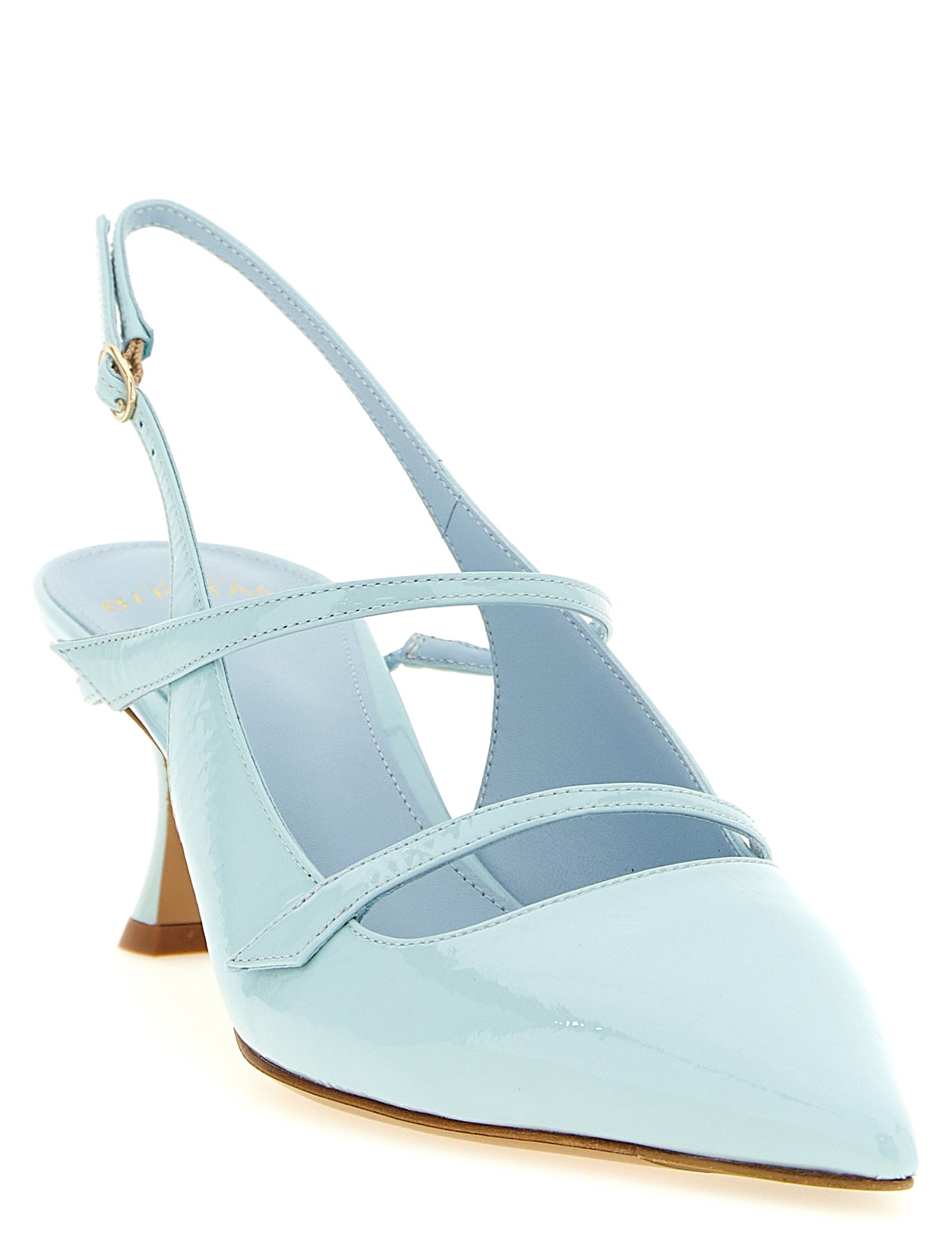 Alexandre Birman Light Blue Patent Leather Mid Heel Pumps